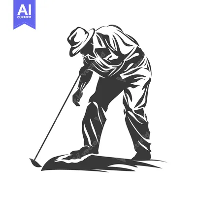 Aset desain premium: Silhouette of a Man Swinging a Golf Club