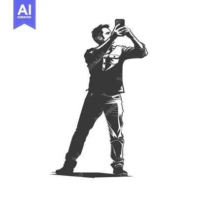Aset desain premium: Silhouette of a Man Taking a Photo with a Smartphone