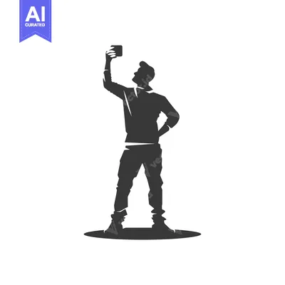 Aset premium populer: Silhouette of a Man Taking a Selfie
