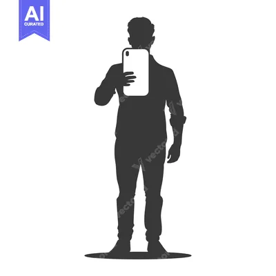 Premium design asset: Silhouette of a Man Taking a Selfie with a Smartphone