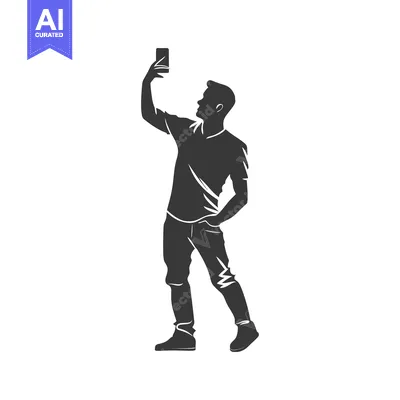Premium design asset: Silhouette of a Man Taking a Selfie with a Smartphone