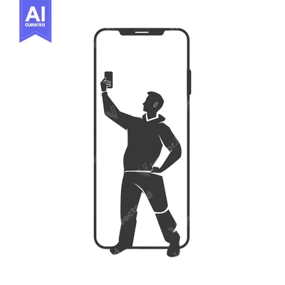 Aset premium populer: Silhouette of a Man Taking a Selfie with a Smartphone