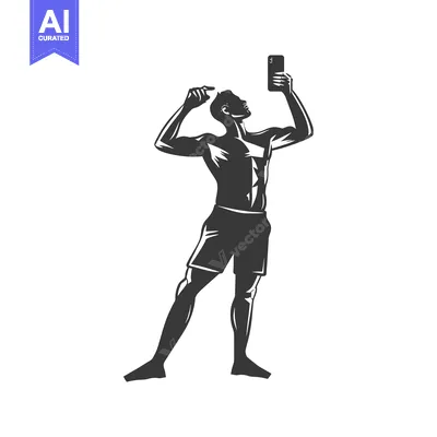 Silhouette of a Man Taking a Selfie with a Smartphone