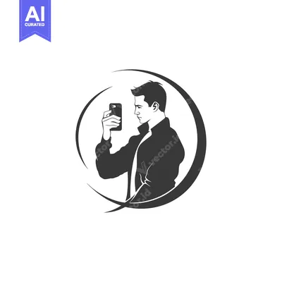 Aset desain premium: Silhouette of a man taking a selfie with a smartphone