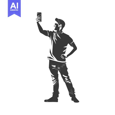 Popular premium asset: Silhouette of a Man Taking a Selfie with a Smartphone