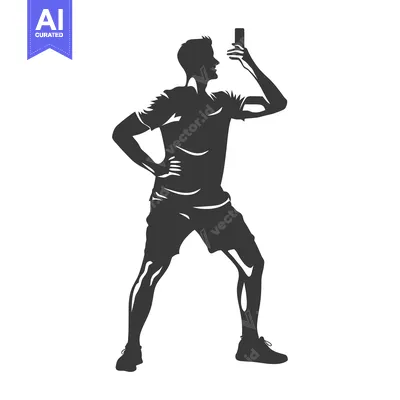 Aset premium populer: Silhouette of a Man Taking a Selfie with a Smartphone