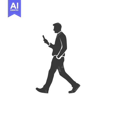 Aset premium populer: Silhouette of a Man Walking and Using a Smartphone
