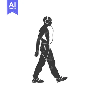 Premium design asset: Silhouette of a Man Walking While Listening to Music