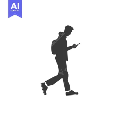 Aset premium populer: Silhouette of a man walking while using a phone