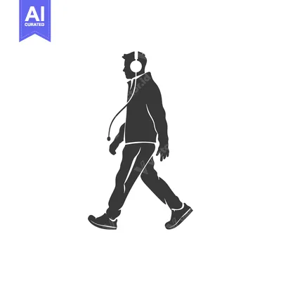 Popular premium asset: Silhouette of a Man Walking While Wearing Headphones