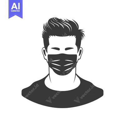 Silhouette of a Man Wearing a Face Mask