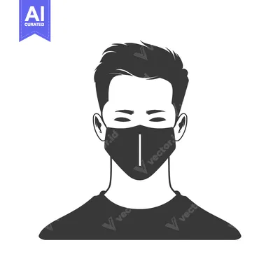Silhouette of a Man Wearing a Face Mask