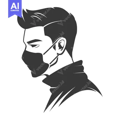 Silhouette of a Man Wearing a Face Mask