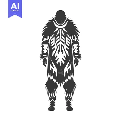 Popular premium asset: Silhouette of a Man Wearing a Fur-Trimmed, Patterned Robe