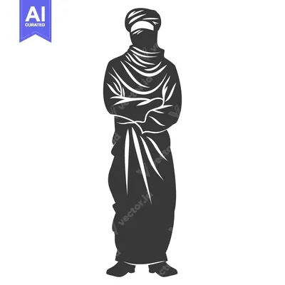 Silhouette of a Man Wearing a Turban and a Long Robe