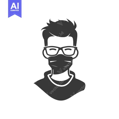 Aset premium populer: Silhouette of a Man Wearing Glasses and a Face Mask