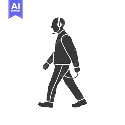 Aset premium populer: Silhouette of a Man Wearing Headphones and Walking