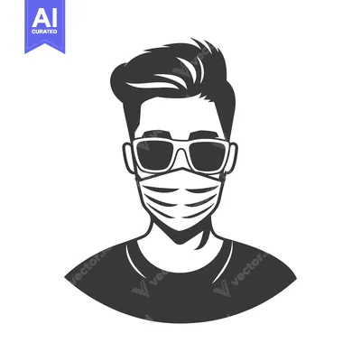 Popular premium asset: Silhouette of a Man Wearing Sunglasses and a Face Mask