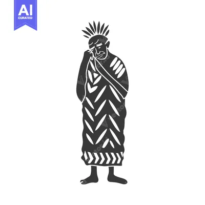 Aset desain premium: Silhouette of a Man Wearing Traditional Clothing