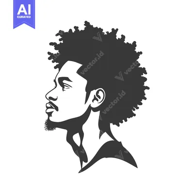 Aset premium populer: Silhouette of a Man with an Afro and a Goatee