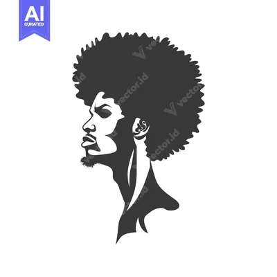 Silhouette of a Man with an Afro Hairstyle Looking to the Side