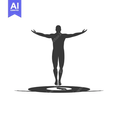 Popular premium asset: Silhouette of a Man With Arms Outstretched Above a Circle
