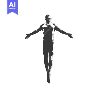Premium design asset: Silhouette of a Man with Arms Outstretched Upwards