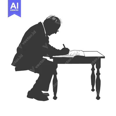 Aset premium populer: Silhouette of a Man Writing at a Desk
