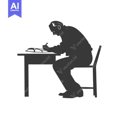 Aset premium populer: Silhouette of a Man Writing at a Desk