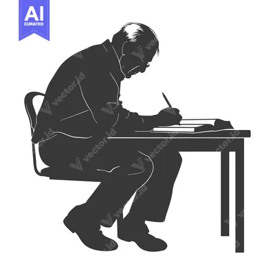 Aset premium populer: Silhouette of a Man Writing at a Desk