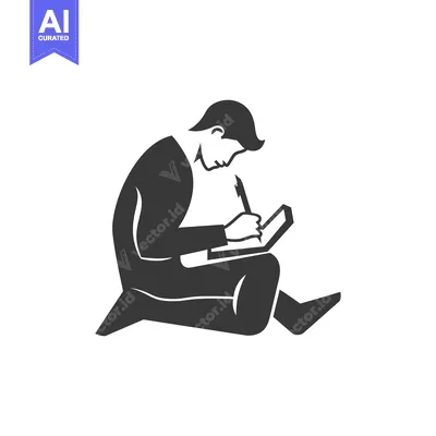 Aset premium populer: Silhouette of a Man Writing in a Notebook