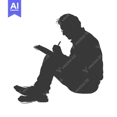 Aset premium populer: Silhouette of a Man Writing in a Notebook