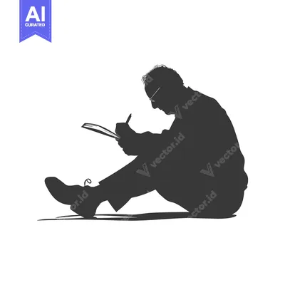 Premium design asset: Silhouette of a man writing in a notebook