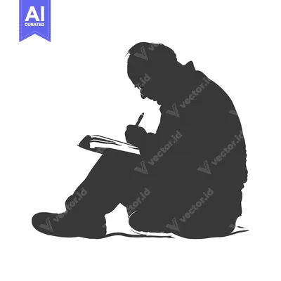 Popular premium asset: Silhouette of a Man Writing in a Notebook