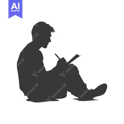 Silhouette of a Man Writing in a Notebook