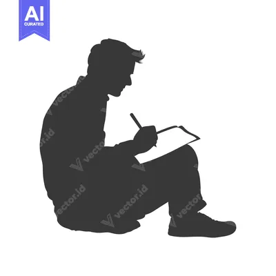 Premium design asset: Silhouette of a Man Writing in a Notebook