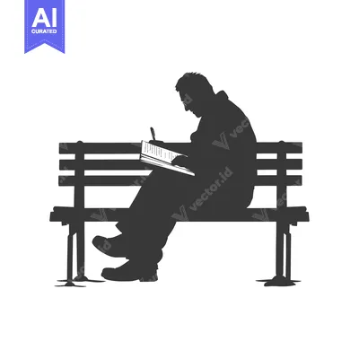 Silhouette of a Man Writing in a Notebook on a Bench