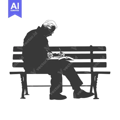 Aset premium populer: Silhouette of a man writing on a bench