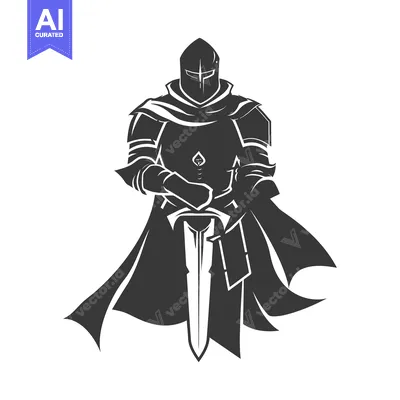 Aset premium populer: Silhouette of a Medieval Knight Holding a Sword