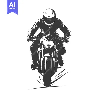 Aset desain premium: Silhouette of a Motorcyclist on a Motorcycle
