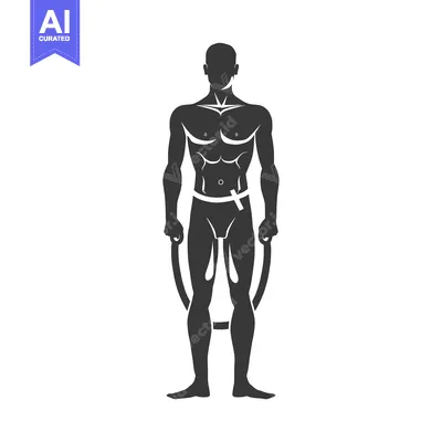 Silhouette of a Muscular Man Holding Dumbbells