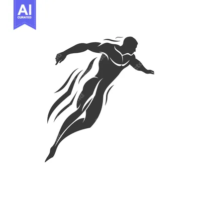 Aset premium populer: Silhouette of a Muscular Man in Motion, Leaping Through the Air