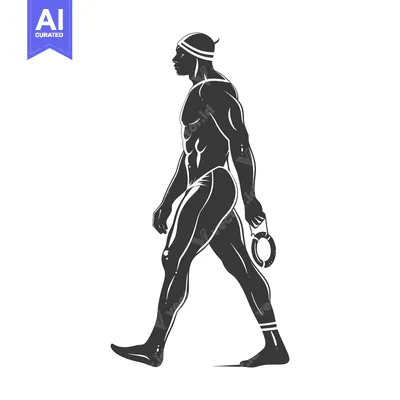 Silhouette of a Muscular Man Walking with a Ring in His Hand