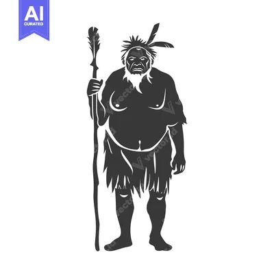 Premium design asset: Silhouette of an Aboriginal Man Holding a Spear