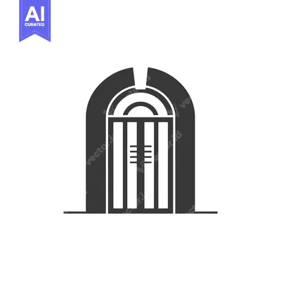 Silhouette of an Arched Doorway with a Double Door