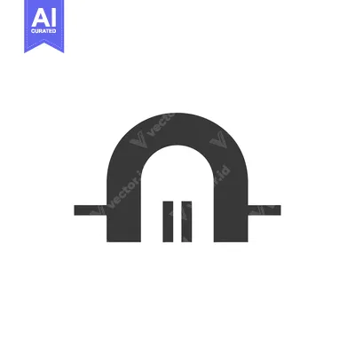 Silhouette of an archway with two vertical lines in the center