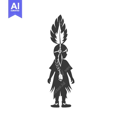 Silhouette of a Native American Child in Traditional Headdress
