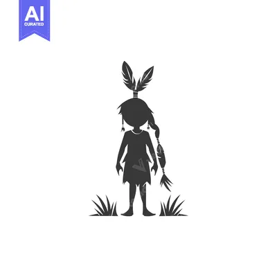 Silhouette of a Native American Girl with Feathers