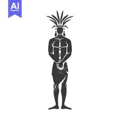 Aset desain premium: Silhouette of a Native American Man with Head Feathers