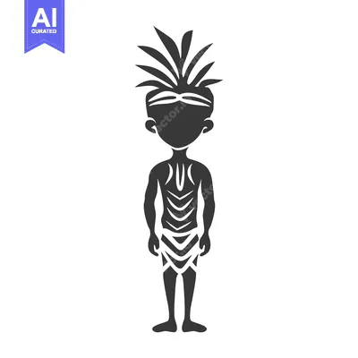 Aset desain premium: Silhouette of a Native American Man with Traditional Headdress and Clo